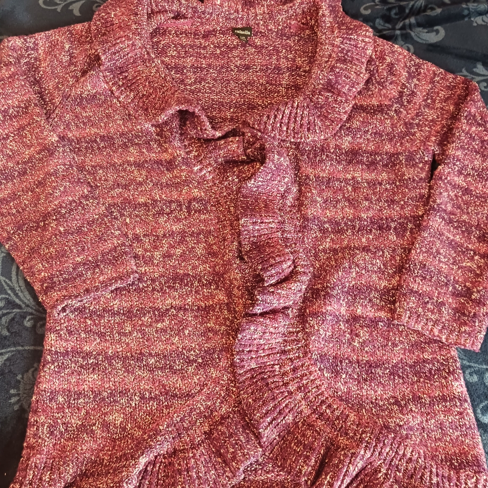 Women's Purple Ruffled Sweater